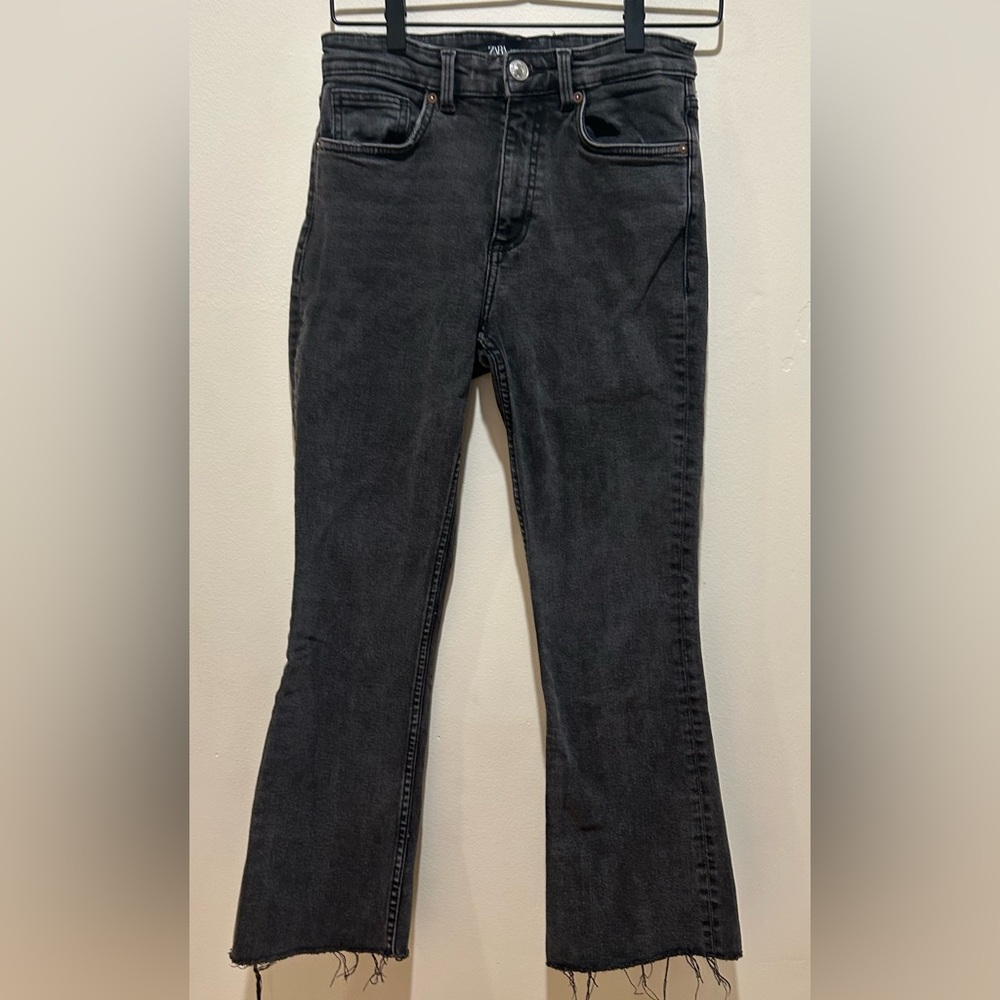 Zara Flared Leg Ankle Grey Black Jeans - Women’s Size 6